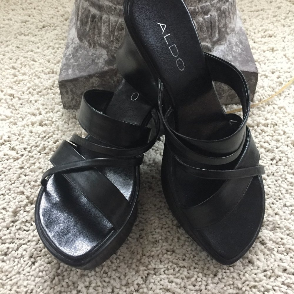 Aldo Black Wedge Sandal